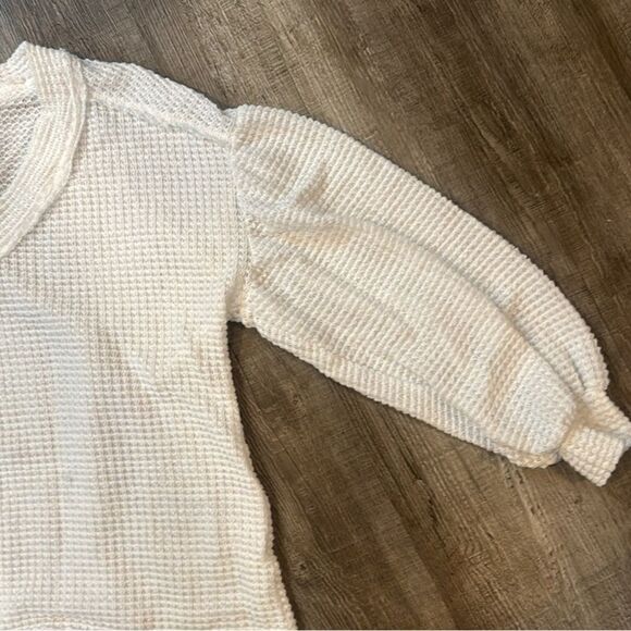 Altar’d‎ State Womens Waffle Knit White Sweater Size Large Boho VNeck  Lagenlook - Picture 2 of 3